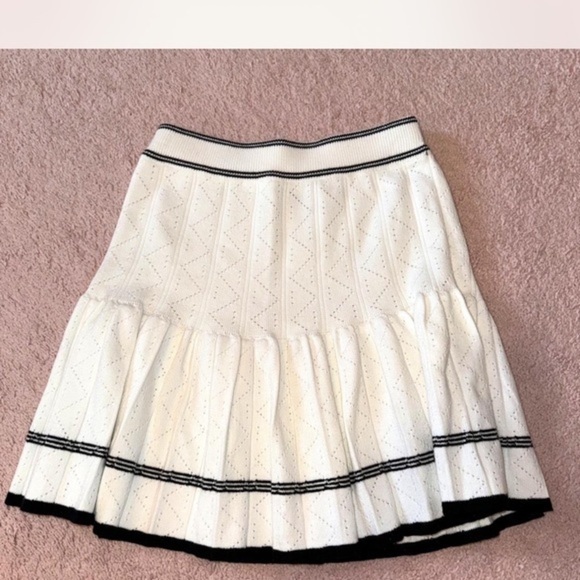 willow & wind Dresses & Skirts - White and Blue Pleated Mini Skater Skirt